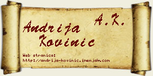 Andrija Kovinić vizit kartica